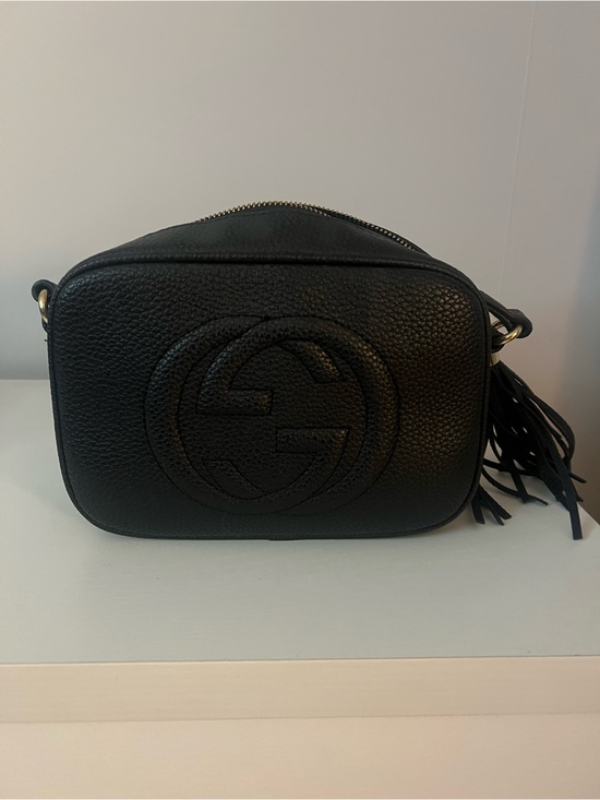 Handbags - Black Leather Crossbody Camera Bag with Tassel